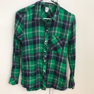 Gap flannel green blue plaid shirt size medium